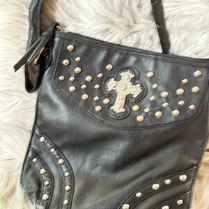 Vintage Black Studded Crossbody Bag stunning in person!